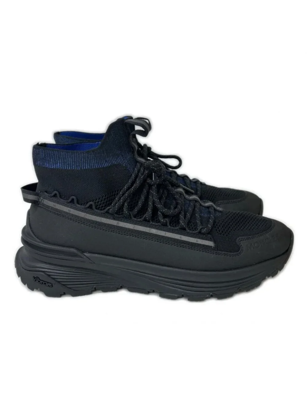 Moncler Monte Runner Nylon Knit Canvas Vibram Sole High Top Sneakers